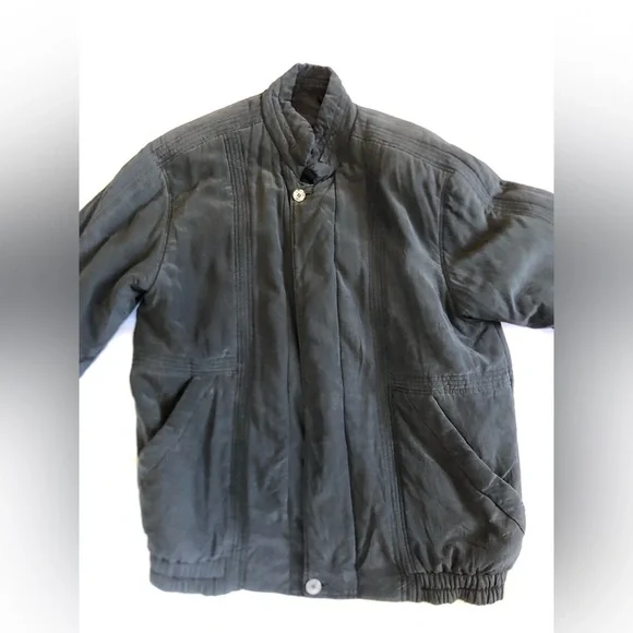 Vtg Oversized Silk Bomber Jacket - Picture 7 of 16